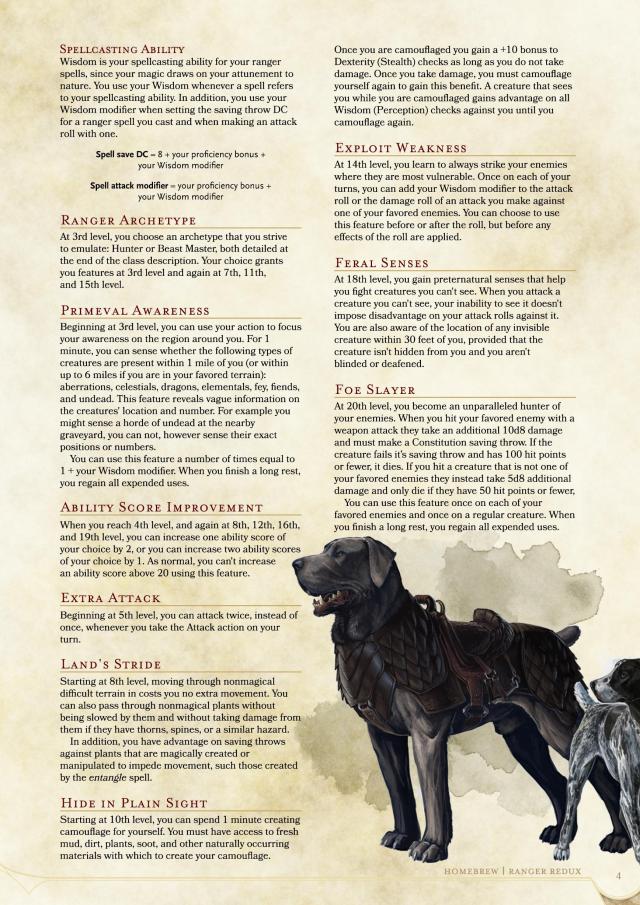 Dungeons and Badgers — dnd-5e-homebrew: Ranger Redux by Smyris