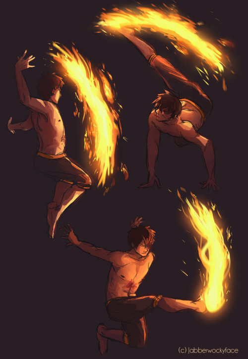 jabberwockyface:Very fast figure drawing studies + firebending....