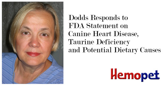 Dodds Responds to FDA Statement on Canine Heart Disease, Taurine Deficiency and Potential Dietary Causes