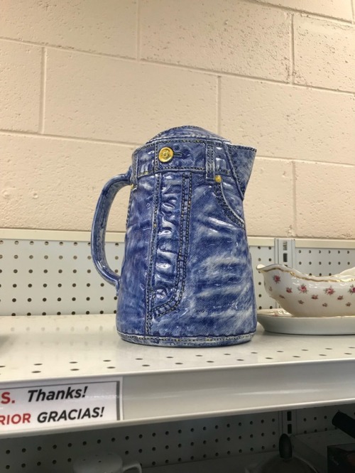 shiftythrifting:A jitcher (jean pitcher) and someone’s attempt...