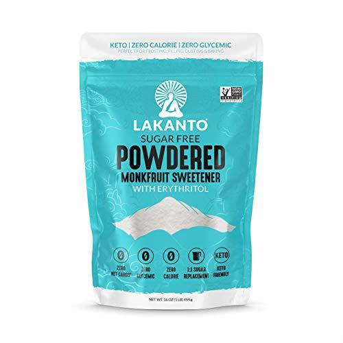 Lakanto Monkfruit Sweetener, 1:1 Powdered Sugar Substitute, Keto, Non-GMO (1 lb)