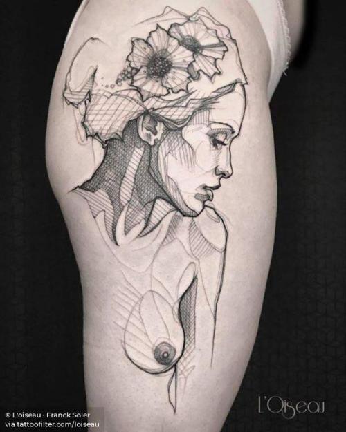 By L'oiseau · Franck Soler, done at Faubourg Tattoo Club,... sketch work;erotic;big;nude;love;women;thigh;facebook;twitter;loiseau;other