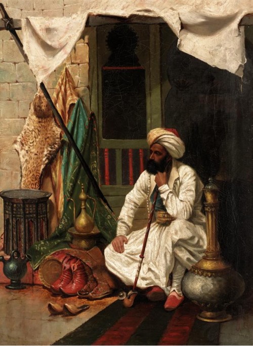 English school, late 19th century. - The Shoe Maker of the Bazaar, oil on canvas, 61 x 46,5 cm. 1885.