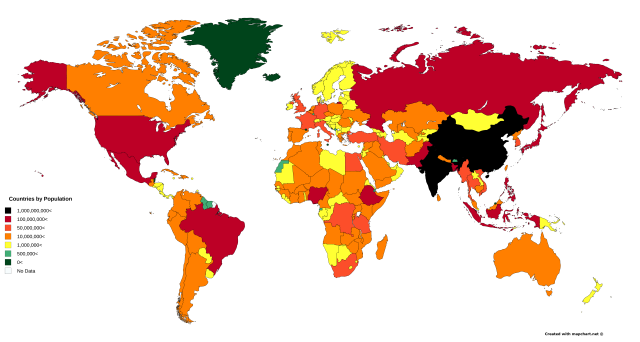 Countries by population. - Maps on the Web