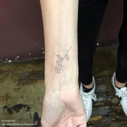 By Joey Hill, done at High Seas Tattoo Parlor, Los Angeles.... flower;fine line;small;line art;tiny;joeyhill;rose;ifttt;little;nature;wrist