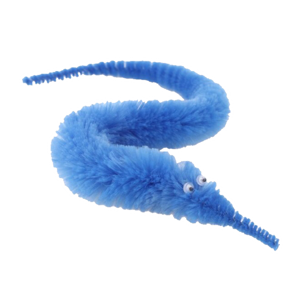 fluffy worm on a string