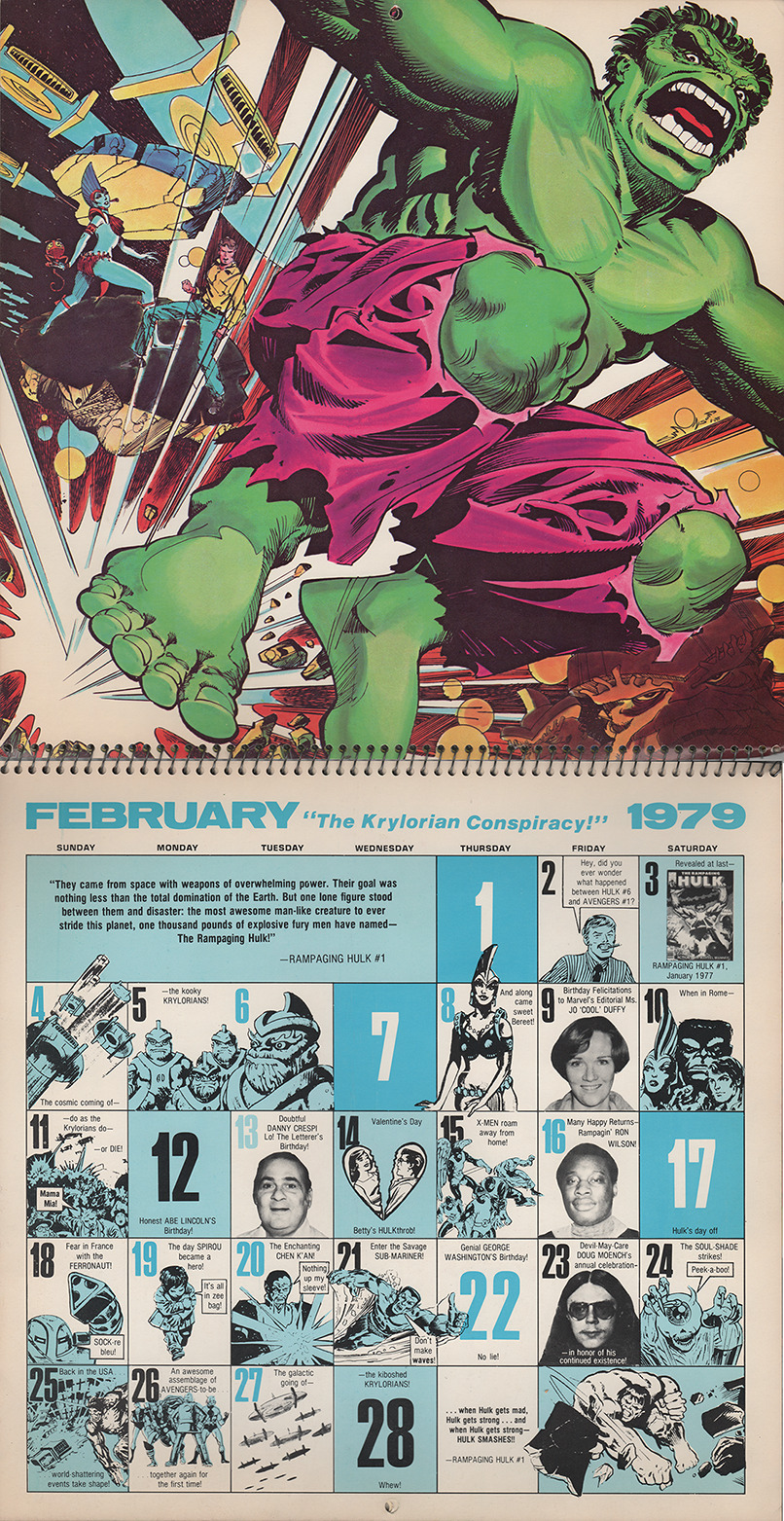 Sandy Jarrell — February 1979/2018 Hulk calendar, by Walter...