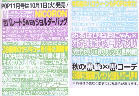 ポップ ティーン 11 月 号 19 Popteen ポップティーン 付録 一覧