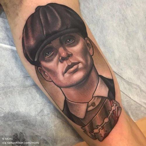 By Mimi, done at La Dolores & Mimi, Madrid.... big;character;cillian murphy;facebook;fictional character;inner arm;ireland;mimi;neotraditional;patriotic;peaky blinders;portrait;tommy shelby;tv series;twitter