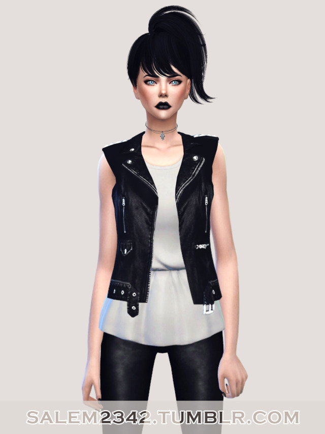 The Sims 4 CC — salem2342: Sleeveless Leather Biker Jacket Acc...