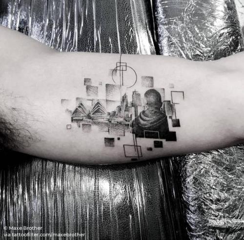 By Maxe Brother, done in Sydney. http://ttoo.co/p/30874 patriotic;inner arm;australia;sydney;sydney opera house;graphic;facebook;location;twitter;medium size;maxebrother