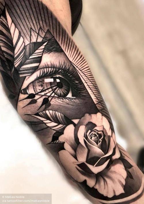 By Matias Noble, done at Noble Art Gallery Tattoo, Valencia.... anatomy;big;black and grey;eye;facebook;flower;good luck;inner arm;matiasnoble;nature;other;rose;surrealist;twitter
