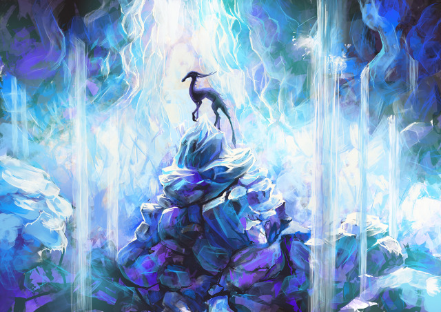 Ice cave & creature design painting in Procreate
