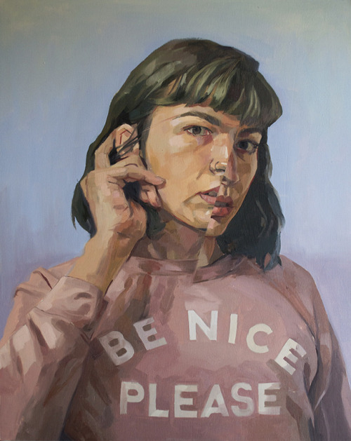 BE NICE PLEASEoil on wood, 16x20in