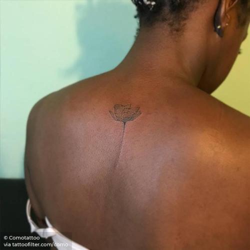 By Comotattoo, done in Seoul. http://ttoo.co/p/29195 flower;single needle;back;como;facebook;nature;twitter;medium size;on dark skin;poppy;other;illustrative