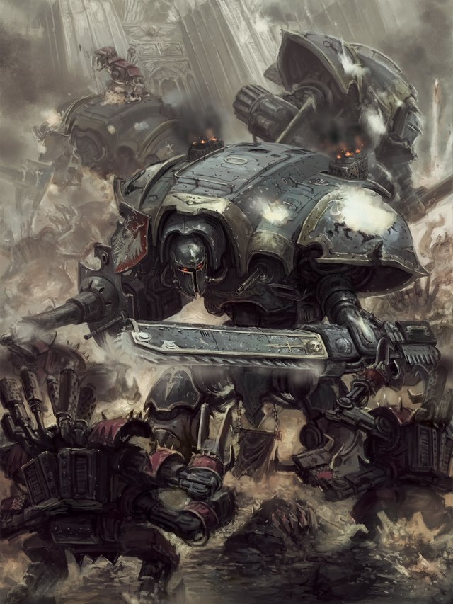 Warhammer 40k artwork — Knights vs Orks