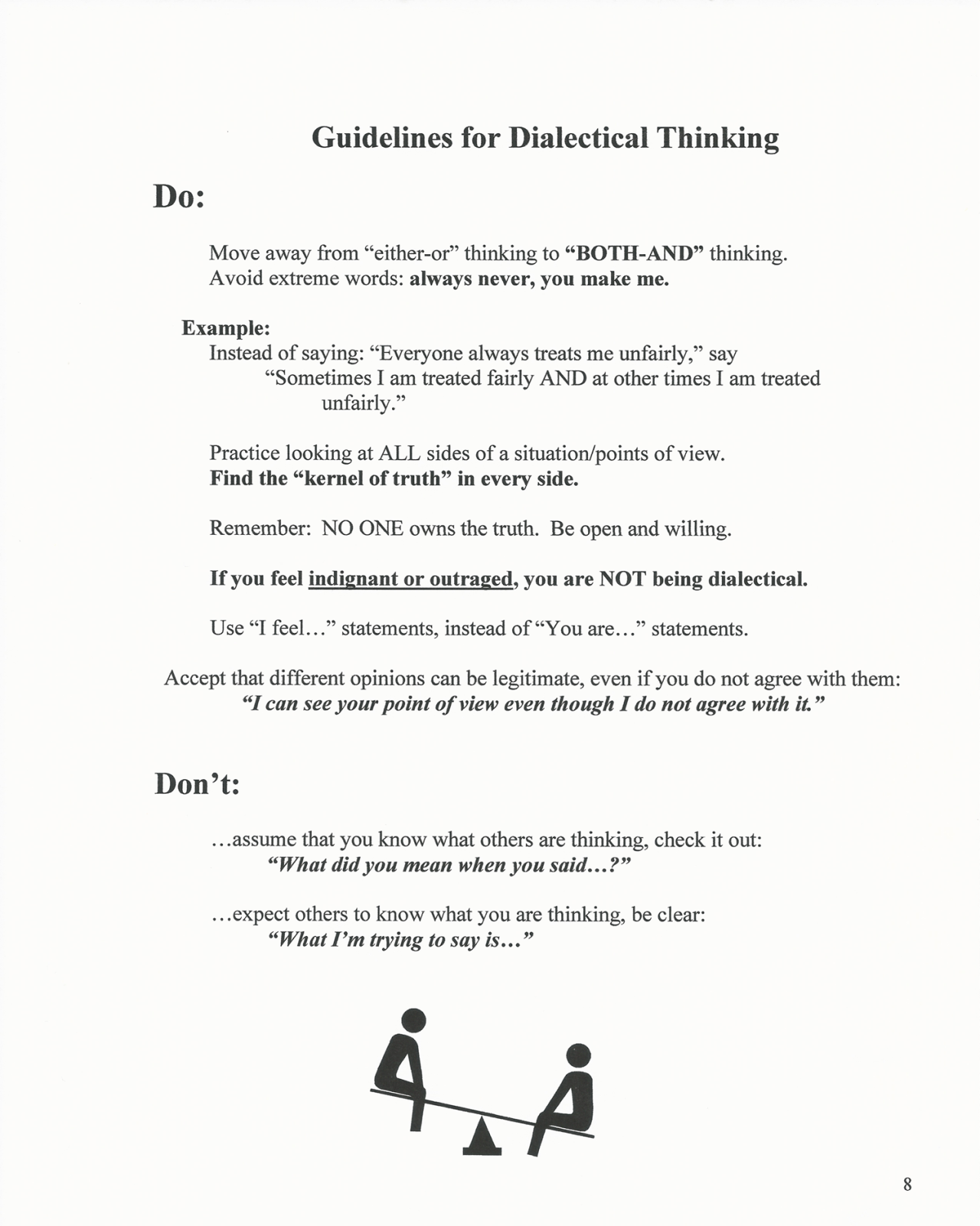 On the Border Blog | bpdrobot: Dialectical Thinking worksheets from...