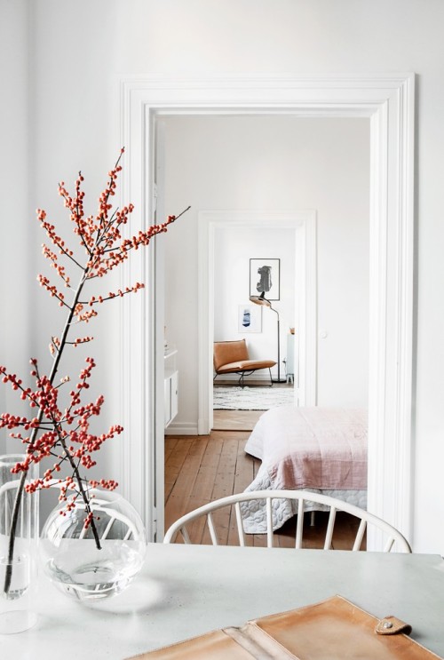 interiors interesting interior design Scandinavian interior red details