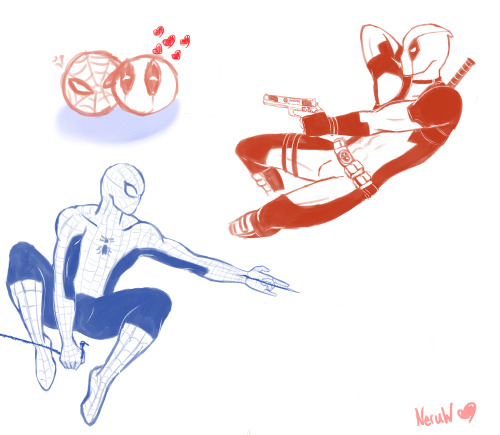 neruw:My practice  of Spidey and Pool <3!! It’s so...