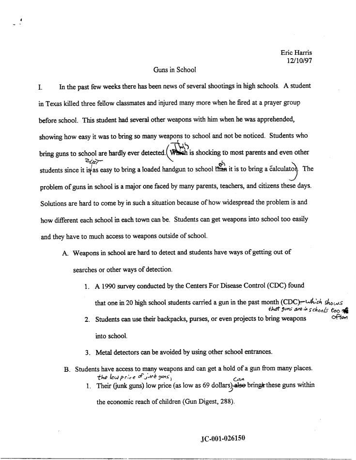 Analytical Essay Thesis Snippet Of An Essay About School Shootings Written By Columbine Shooter Eric Harris Circa Essays Written By High School Students also Jane Eyre Essay Thesis The Ponderer Snippet Of An Essay About School Shootings Written Essay Proposal Outline