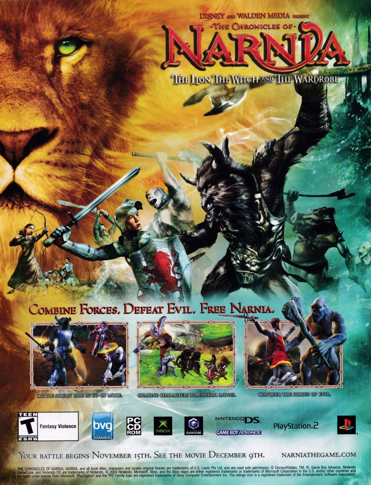 Video Game Print Ads The Chronicles Of Narnia The Lion The