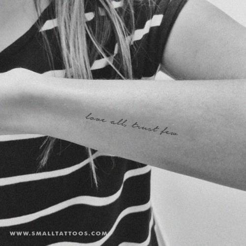 Tattoo tagged with: english tattoo quotes, love all trust few, temporary,  quotes 