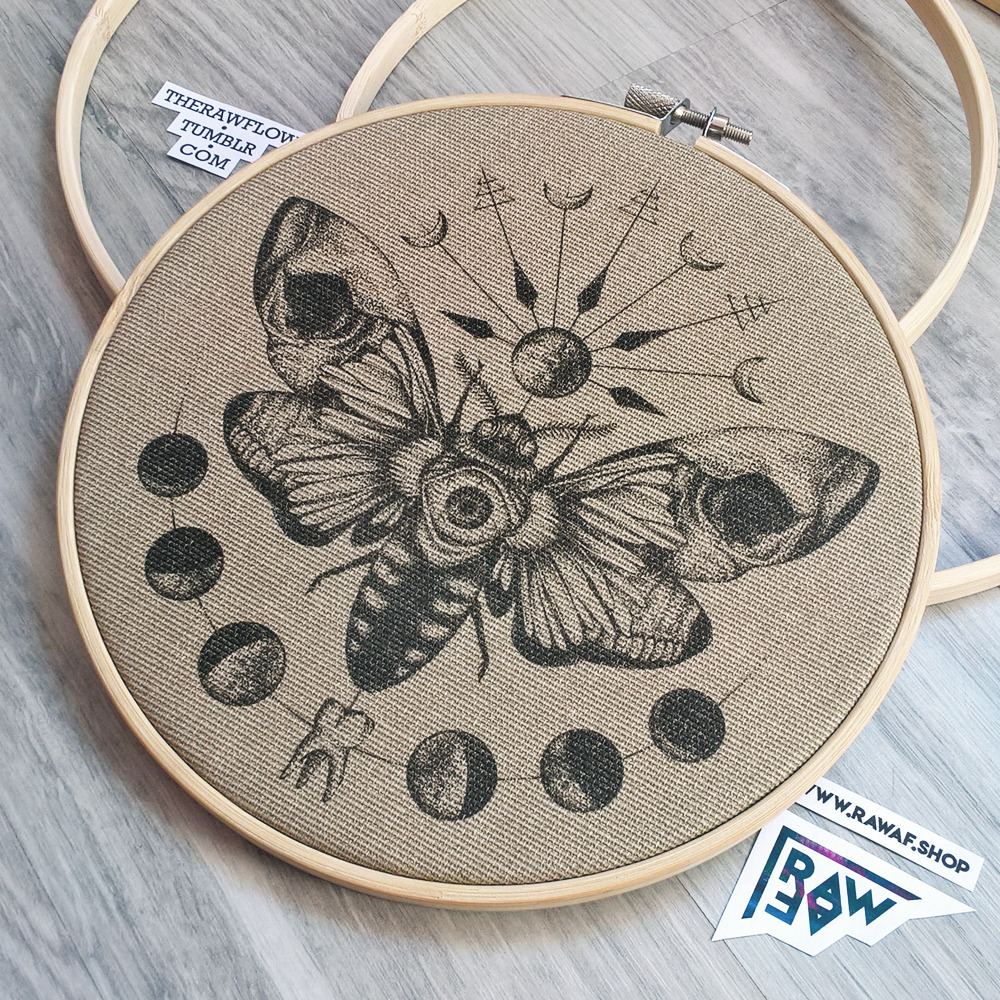 “The Moth” dotwork canvas print in 19 cm embroidery hoop frame by raw — Immediately post your art to a topic and get feedback. Join our new community, EatSleepDraw Studio, today!