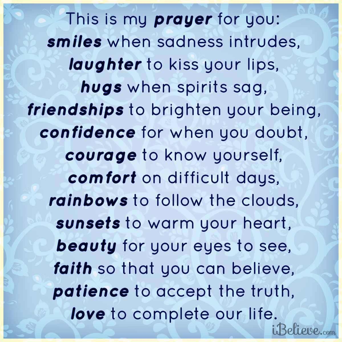 Crosscards.com — This is my prayer for you: smiles when sadness...