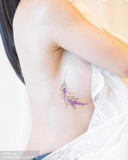 By Mini Lau, done at Mini Tattoo, Hong Kong.... flower;side boob;minilau;small;tiny;lavender;ifttt;little;nature;medium size;illustrative