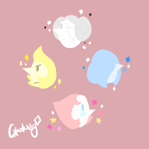 chibi steven universe pearls su pearl white diamond white pearl blue diamond blue pearl yellow diamond yellow pearl pink diamond pink pearl pearl su digital art