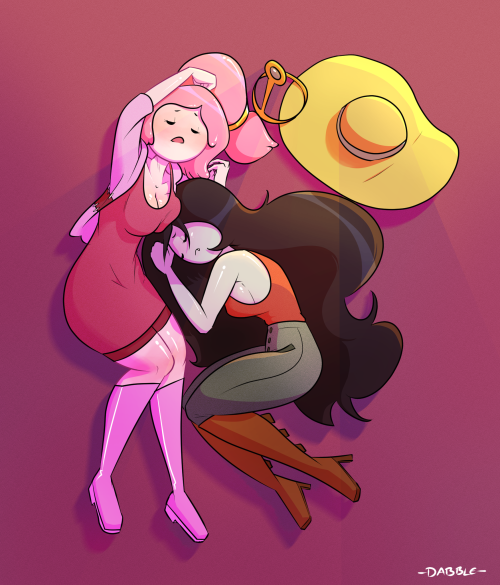 olddabbledoodles:Aaaand finished!  PB and Marcy cuddling in...