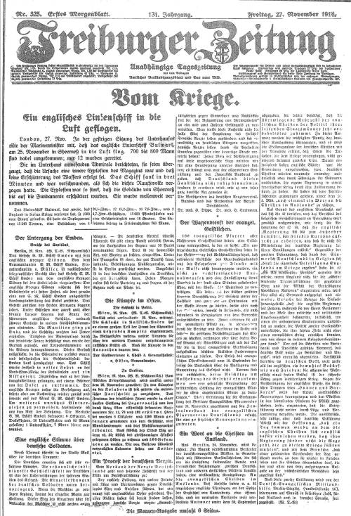 27 November 1914: frontpages