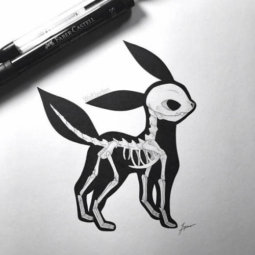 retrogamingblog:Eeveelution Skeleton Drawings made by...