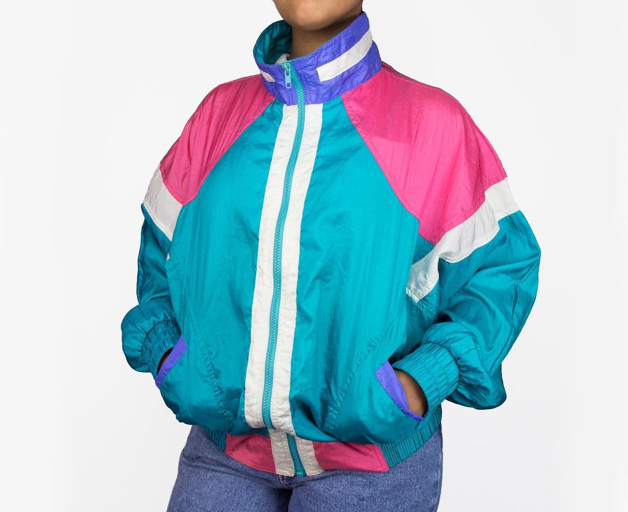 entryFive (90s Multi Colored Windbreaker Jacket $25)