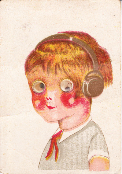 “Pioneer”, vintage postcard from 1930s with googly eyes. Love this type of early Soviet kitsch!