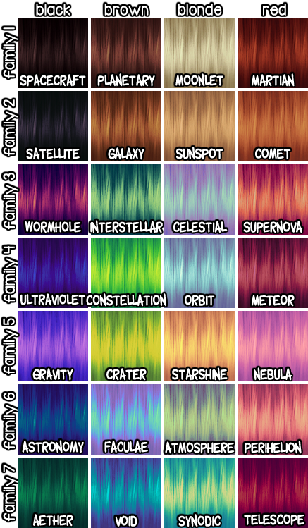 Unnatural Hair Color Chart