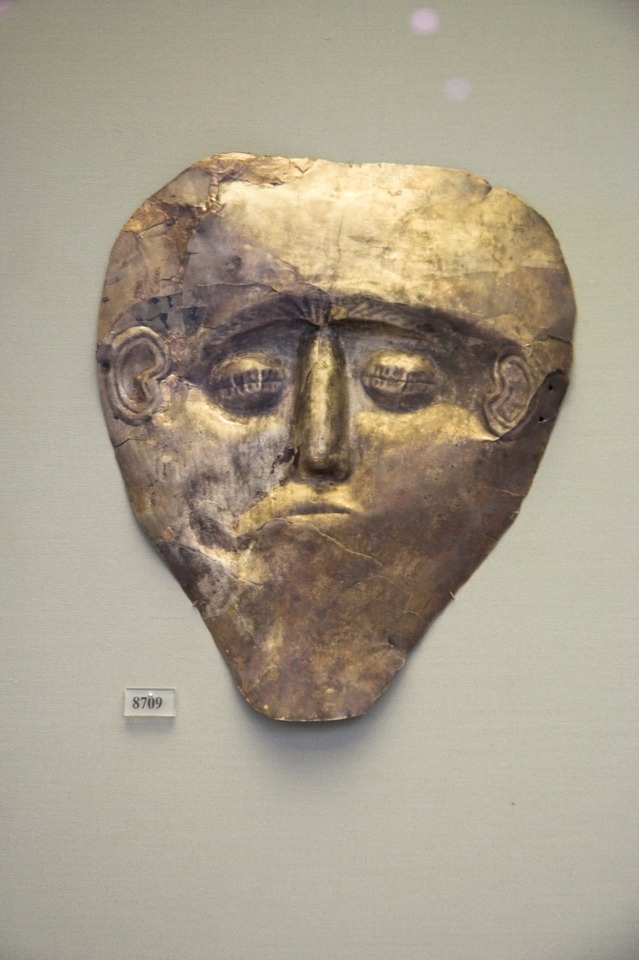 Bronze Age Aegean — Funeral mask made of electrum. 17th–16th century...