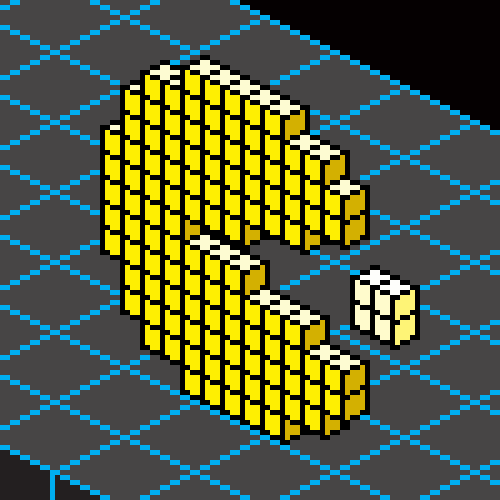 PXLFLX — Pacman chomping isometric pixel art animation test