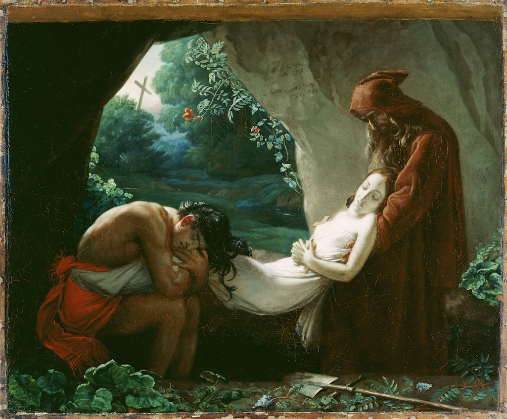 femme-de-lettres:
“Large (Getty Open Content)
An anonymous artist, painting in the style of Anne-Louis Girodet de Roucy Trioson, produced this work (Burial of Atala) after 1808.
It’s clearly meant to be a strikingly tragic work, the woman (as white...