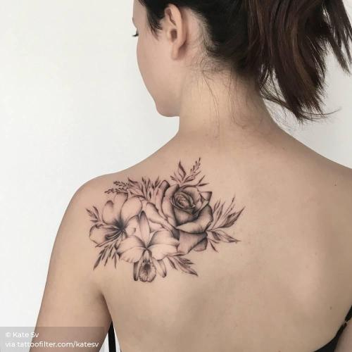 Orchids tattoo on the right shoulder blade  Tattoogridnet