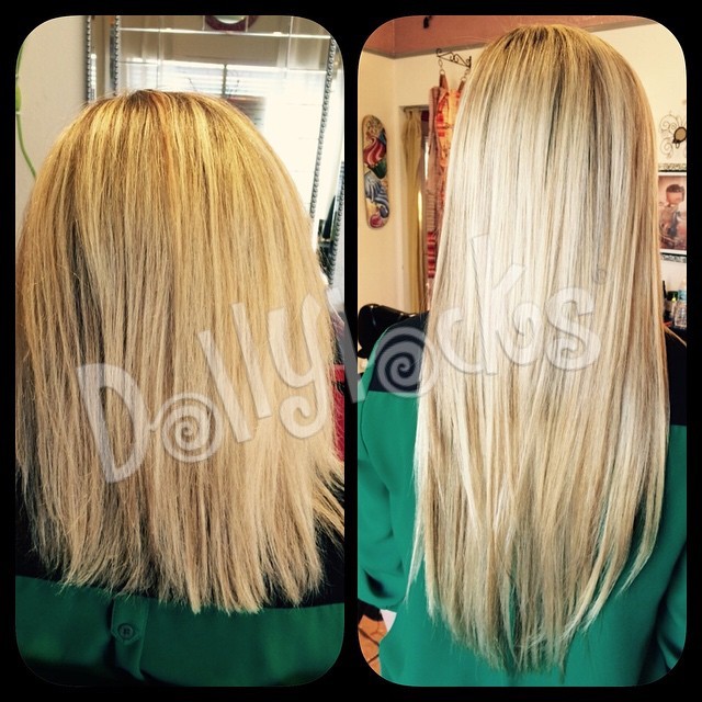 Dollylocks Hair Salon Before After Human Hair Extensions Back