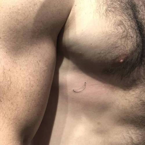 By Chang, done at West 4 Tattoo, Manhattan.... banana;small;vegan;single needle;chang;micro;rib;tiny;food;ifttt;little;nature;fruit