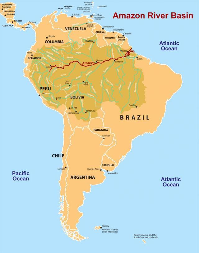 The Amazon river basin covers about 40% of South... - Maps on the Web