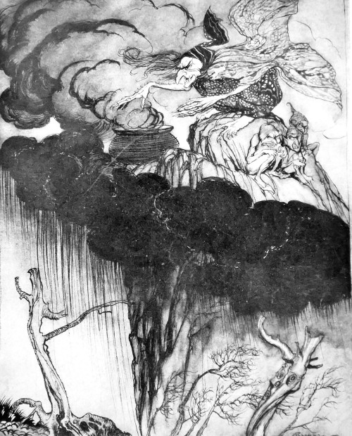 detroitlib:“The Witch Brewing Storms” By Arthur Rackham