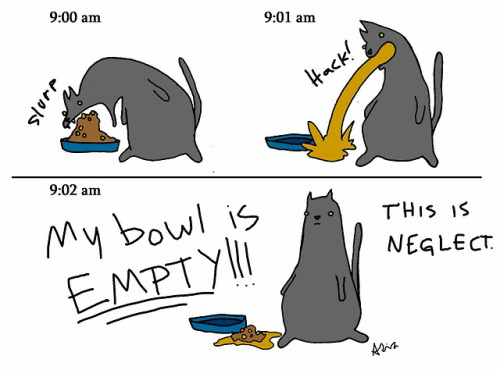 tastefullyoffensive:Cat problems. (by Crabmeat Raccoon)