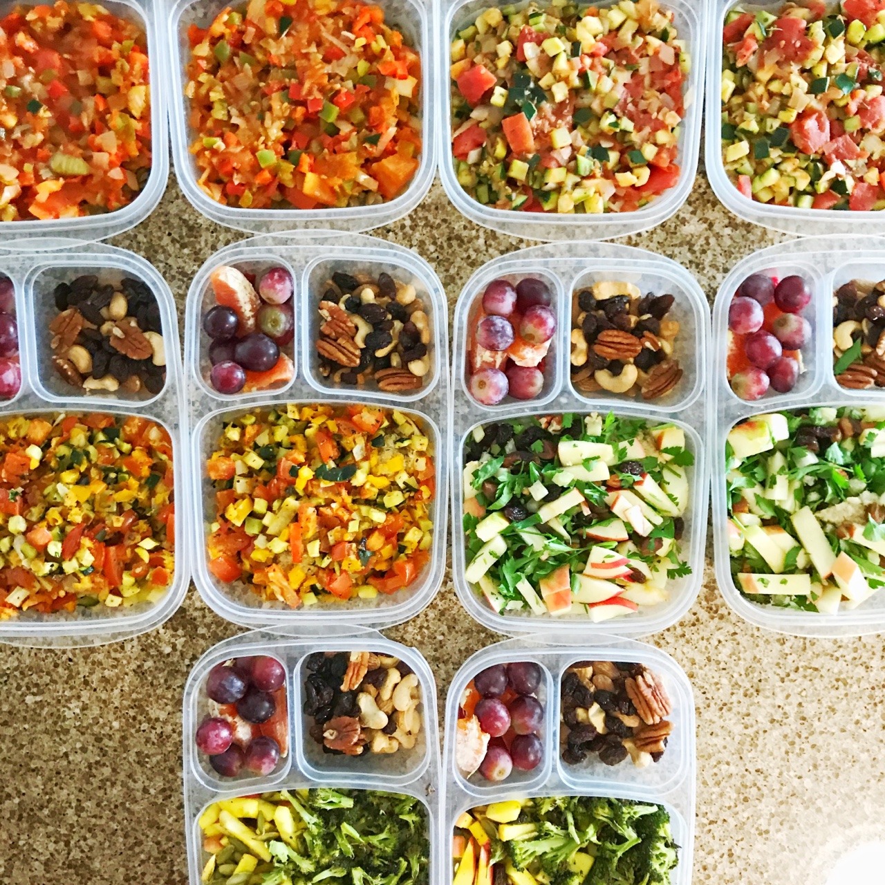 Lunches for this week. This is 3 hours of work in...