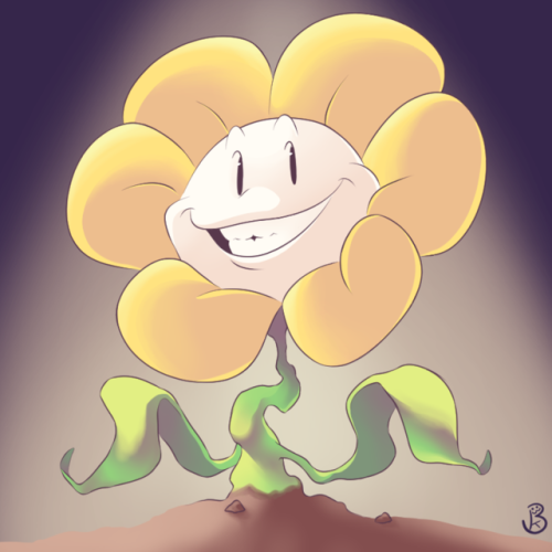 I painted a Flowey to celebrate Undertale’s 2nd Birthaversary~!...