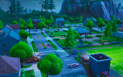 pleasant park at dusk in fortnite - fortnite pleasant park background png