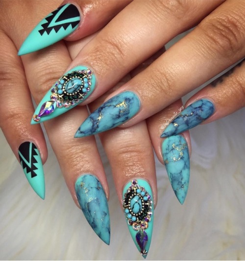 turquoise nails on Tumblr