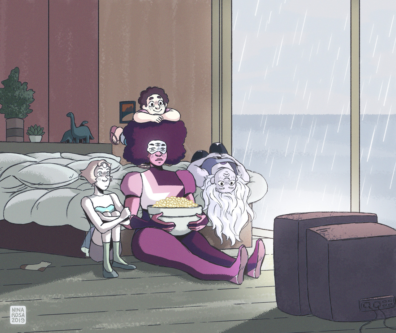 A redraw from season 1…. 🗡 Watching tv with your family when it’s raining is the best